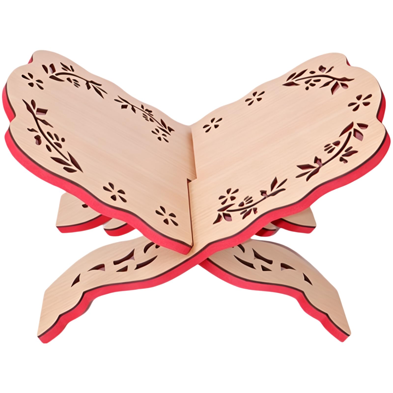 Support de lecture pliable en bois sculpté, design médiéval, angle réglable pour lecture du Coran, 30 x 20 cm, présentoir portable pour maison, bureau, mosquée, bois naturel