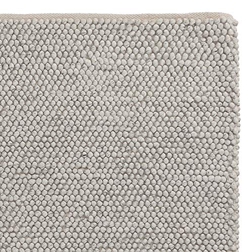 URBANARA Woll-Teppich Ravi 140x200 cm, Silber-Grau - Handgewebt, Skandinavisches Landhaus Design mit...
