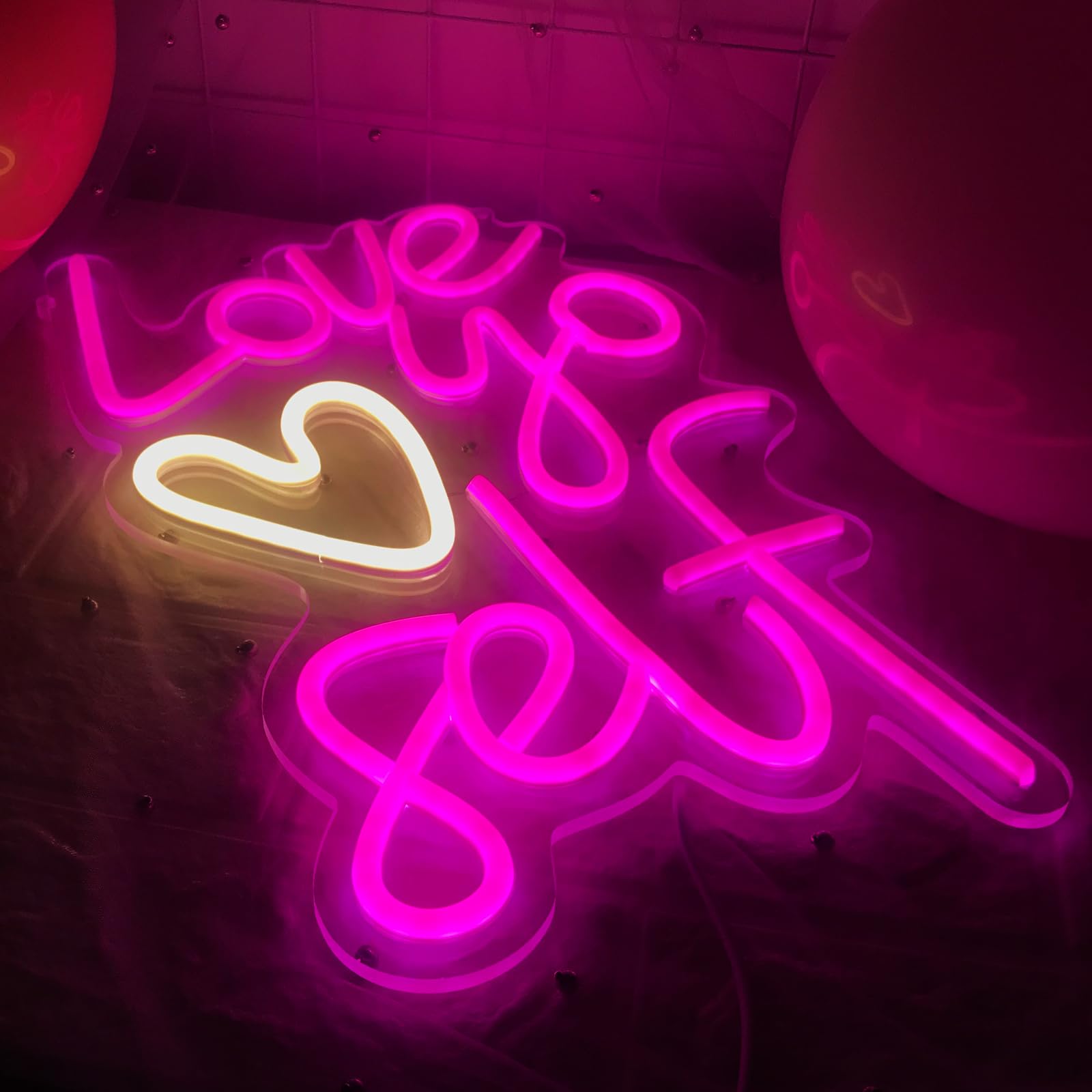 Liebe Yoself Neon Zeichen Rosa LED Neon Licht für Wanddekoration USB Neon Zeichen für Weihnachtsfeier Bar Club Dekoration, 5V