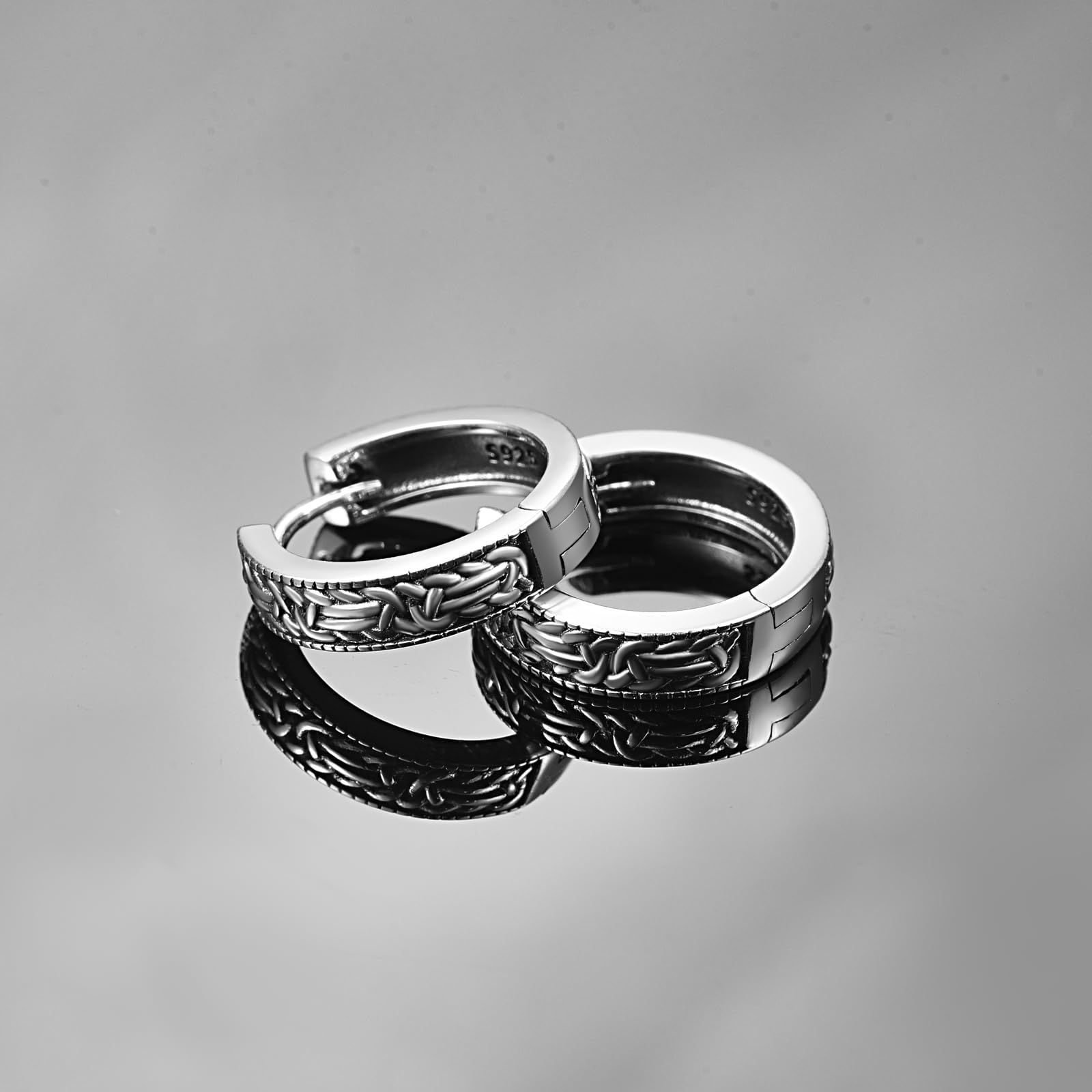 Pendientes de aro de plata de ley con nudo celta para hombre, aretes de aro con nudo celta, joyería de regalo para hombres y mujeres, Plata de ley, No es una piedra preciosa