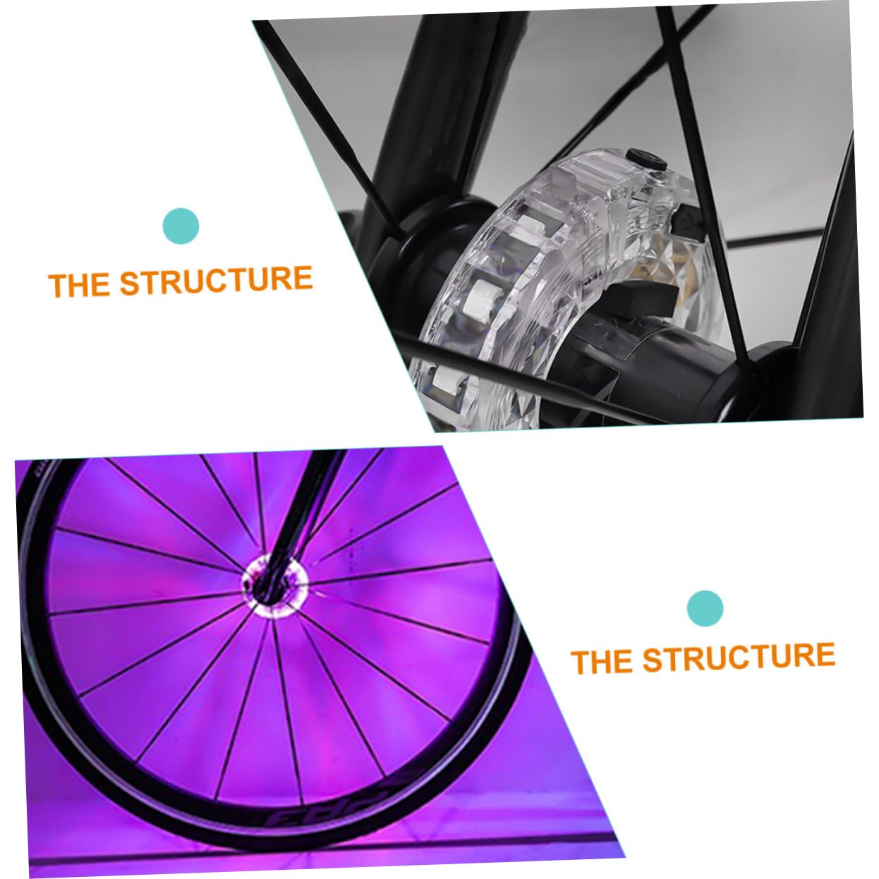 Yardwe Luce Ruota Ricaricabile Bike Light Accessori per Biciclette luci per Bici Leggere Ciclismo Brillante Decorare mozzo della Luce della Ruota Lampada USB per Bici plastica Bianca