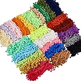 El paquete incluye: alrededor de 91 m de cinta con pompones en 25 colores, cada color tiene aproximadamente 4 yardas. Varios colores y cantidad suficiente pueden añadir una característica divertida y hermosa para tus muchos proyectos.