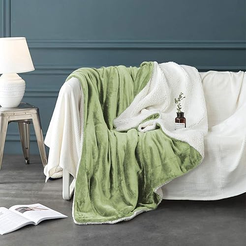 Miniatura 10 de LBRO2M Manta de cama de vellón sherpa, tamaño King, súper suave, afelpada, cálida, acogedora, de microfibra esponjosa, manta de terciopelo doble