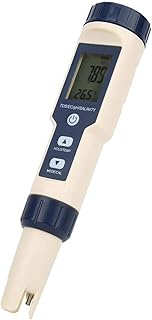 Ec Meter, Portable Ph Salinity Meter, Automatic Temperature Compensation Pen Design for Measure Ph, Tds, Ec Salinity and Temperature