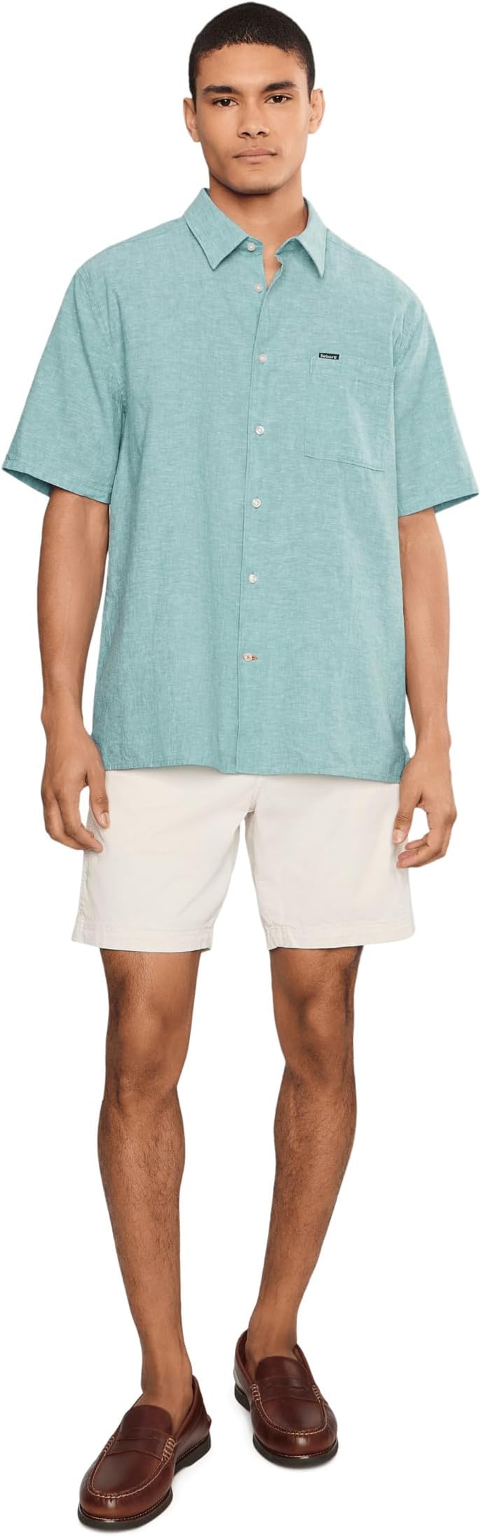Мужская рубашка Barbour Nelson Short Sleeve Summer Fit, цвет: Синий — фото 5