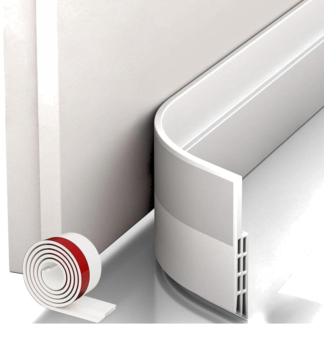 ZiesaT Shaped Door Draft Stopper, Silicon Door Bottom Sealing Strip|Self Adhesive Door Gap Filler Rubber|Door Bottom Sealing Strip Guard Protector from Cockroach Bugs Air Dust (White)(Pack of 1)-image-37