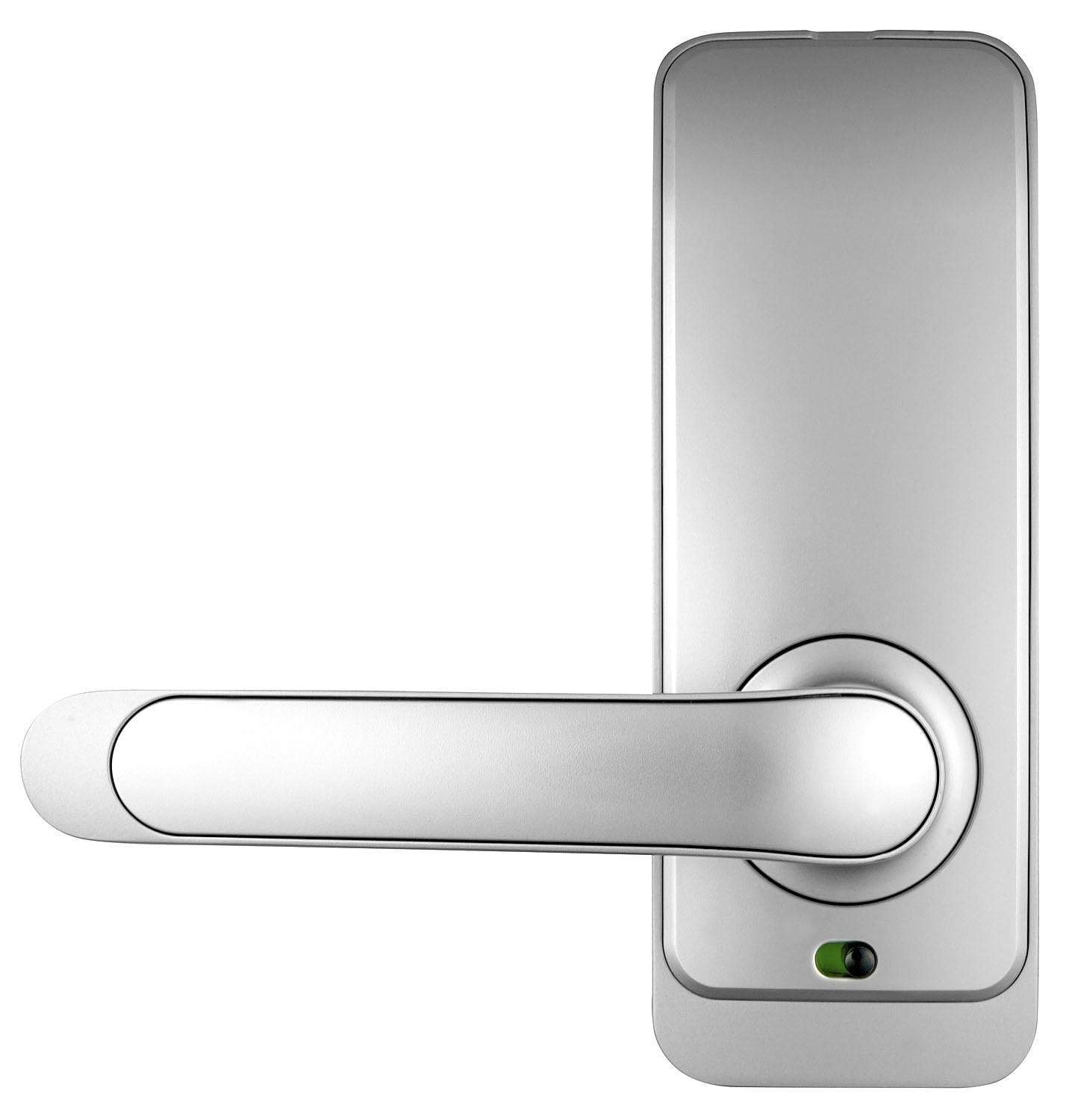 EURA ELH-01H4 Cerradura de puerta inteligente con manija Cerradura de código 13.56MHz Lector de proximidad lector biométrico IP65 Espaciado de cerrojo universal Plata