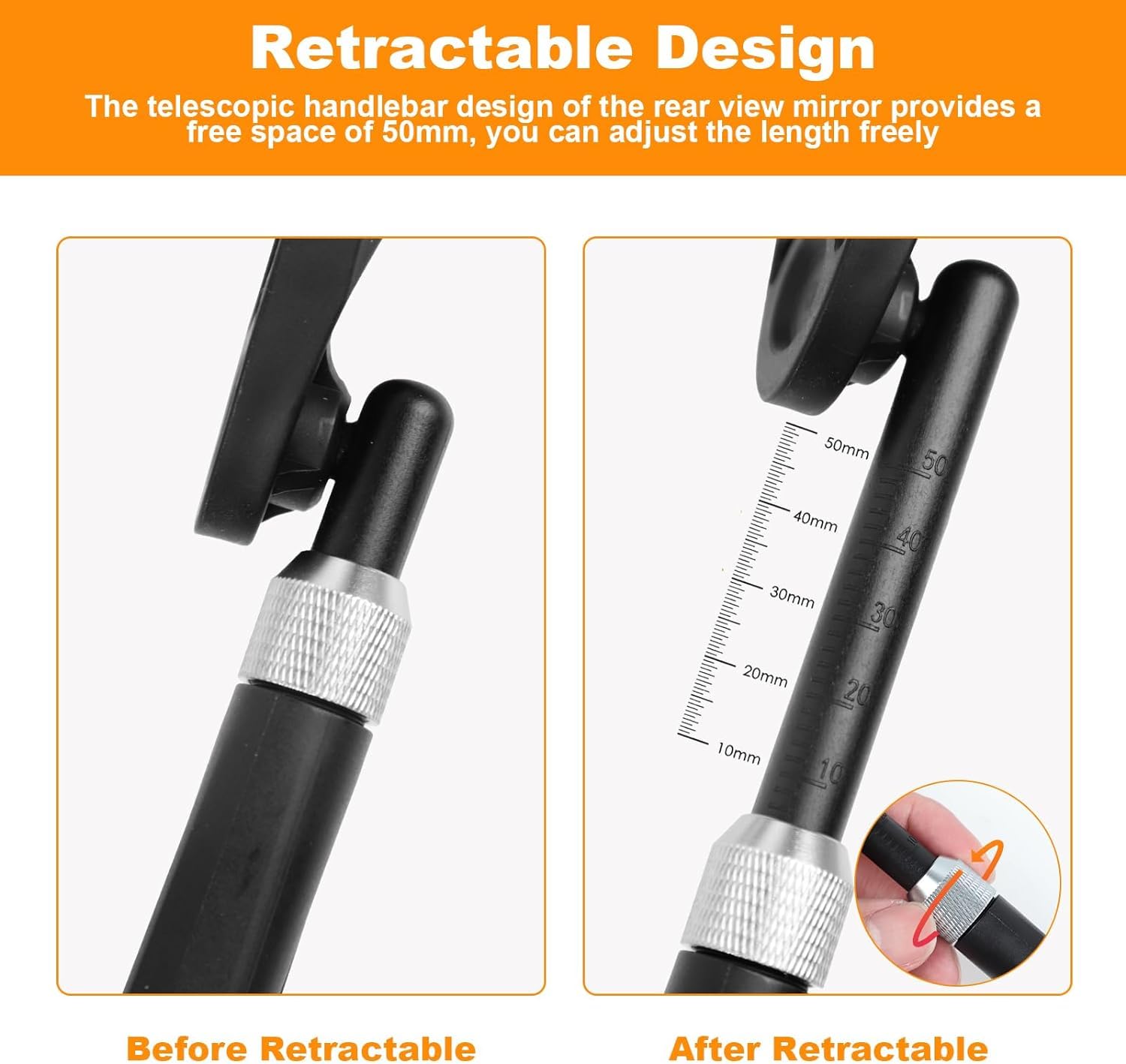 Rétroviseur De Vélo/trottinette Gauche Réglable 360° - Pour Guidon 20-23mm, Longueur Ajustable, Verre HD