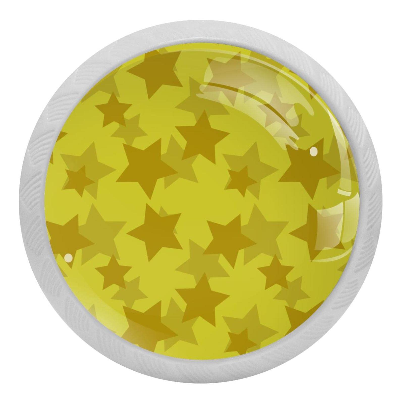 Boutons décoratifs pour armoires et tiroirs en verre de prestige étoiles dorées x4
