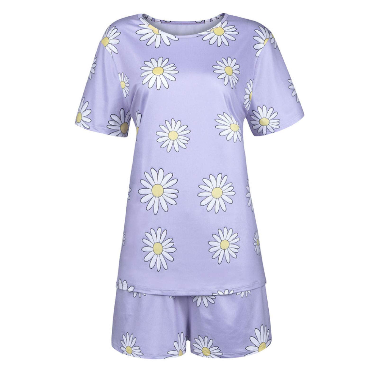 Pijamas de Mujer, Novedad de Verano, Conjunto de Pijamas de Colores sólidos para Mujer, Ropa de Dormir cómoda de Estilo Simple para Mujer, Ropa Informal Holgada Suave de algodón, Ropa de casa acogedo