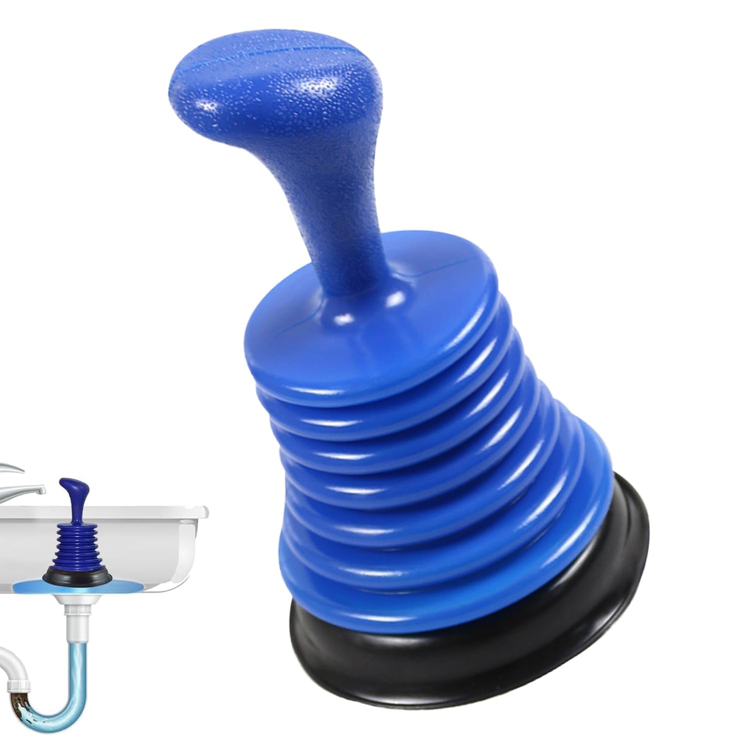 Heavy Duty Sink Plunger – Powerful Drain Unblocker for Toilets, Sinks, Showers – Durable Rubber Cup with Strong Suction – Ergonomic Handle for Easy Use in Bathroom & Kitchen