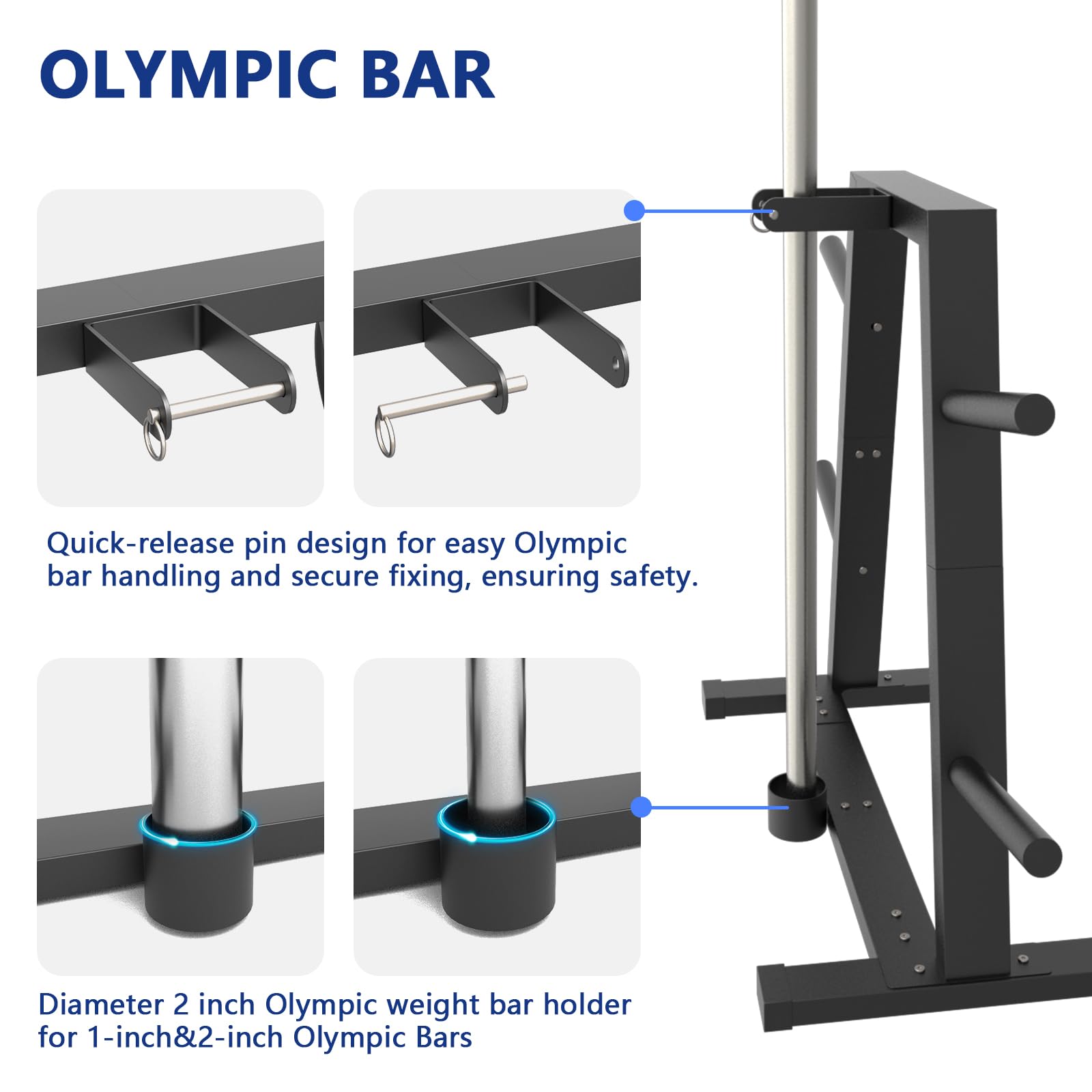Soporte olímpico para disco de peso para discos de 1 pulgada, árbol de peso olímpico, estante resistente para gimnasio en casa, soporta 300 libras