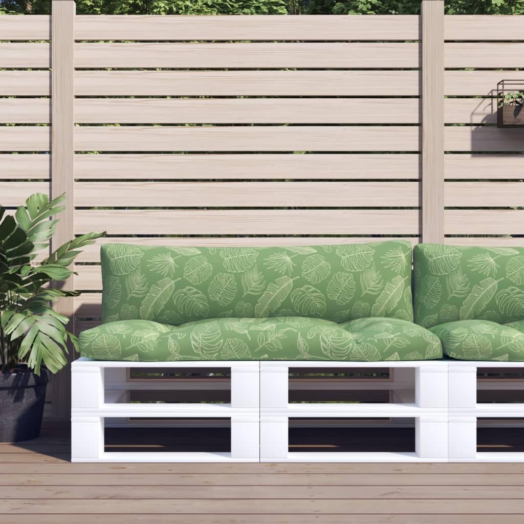 Palettenkissen 2er Set mit Blattmuster - Bequeme Palettenauflagen aus Oxford-Gewebe für Outdoor und Indoor - Inklusive 1x Sitzkissen 110x58cm und 1x Rückenkissen 110x30cm