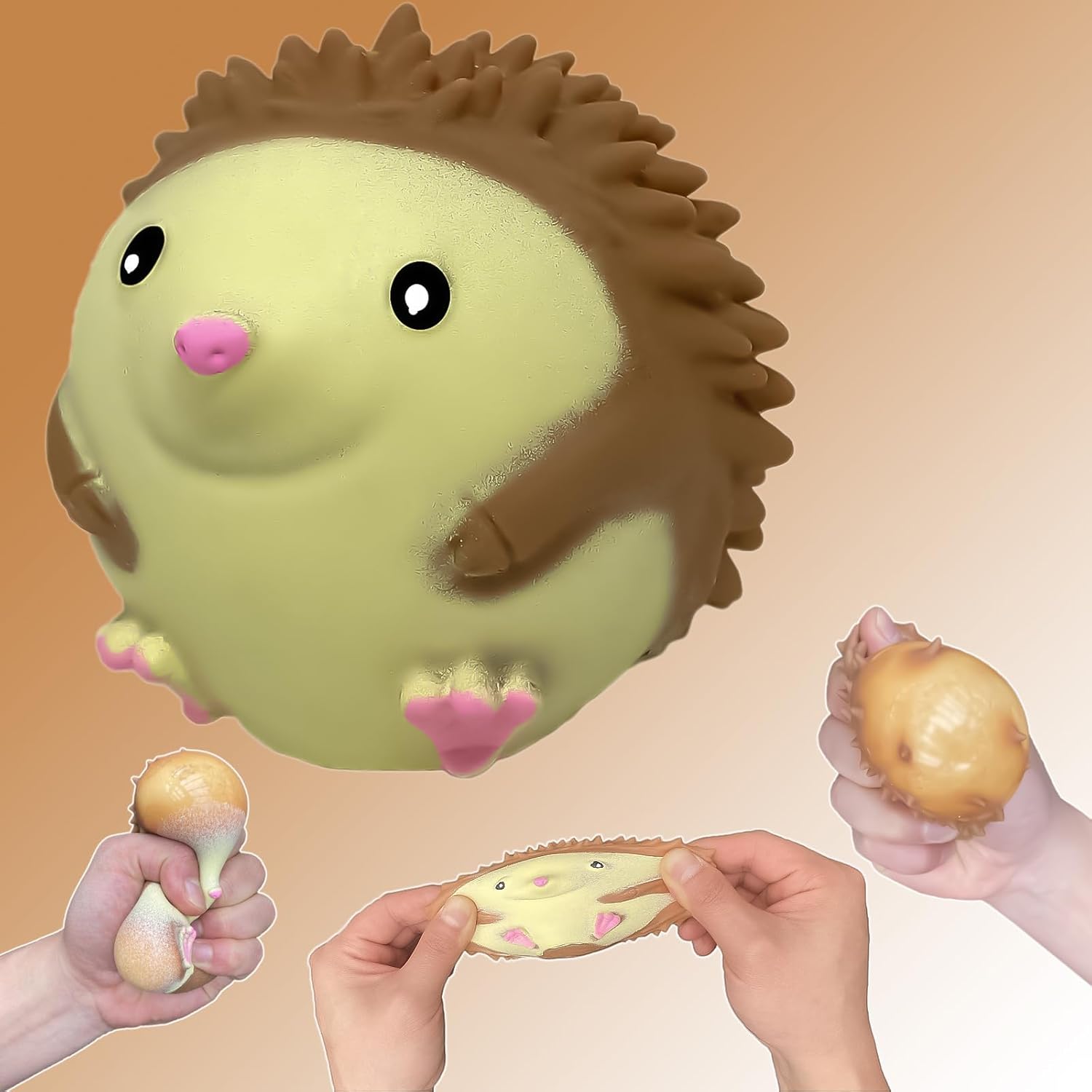 Hedgehog Squishy Stress Balls for Kids and Adults, Stretchy Stress Relief Ball Squeeze Toys, Soft Dough Balls, Squeeze Ball Squishy Toys for Party Favors Birthday Gifts, Easter Basket Stuffers