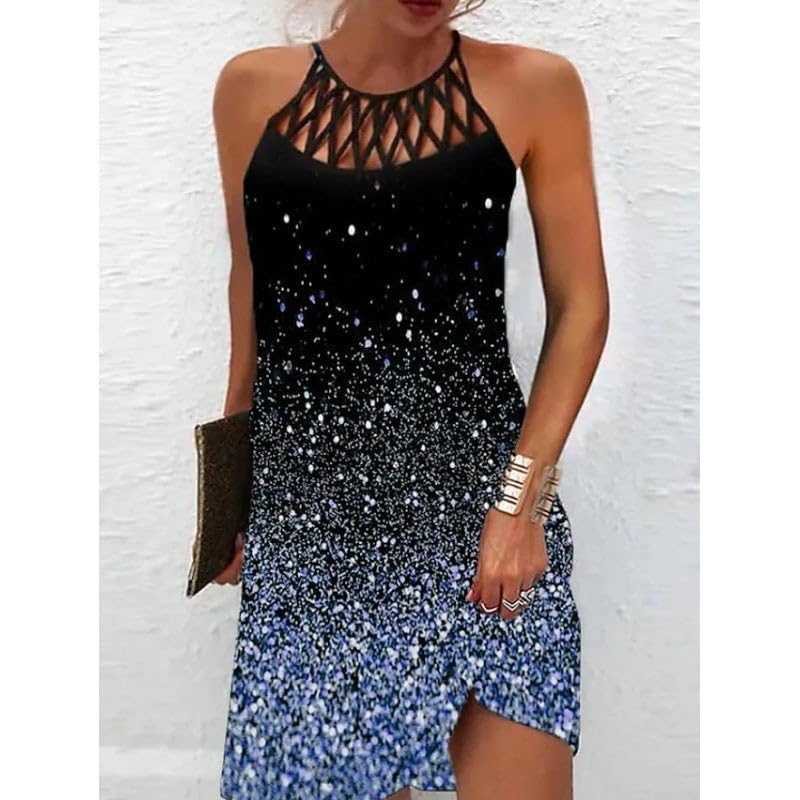 Image of BIRW Summer Dresses for Women 2026 Casual Floral Halter Neck A-line Beach Vacation Sundresses