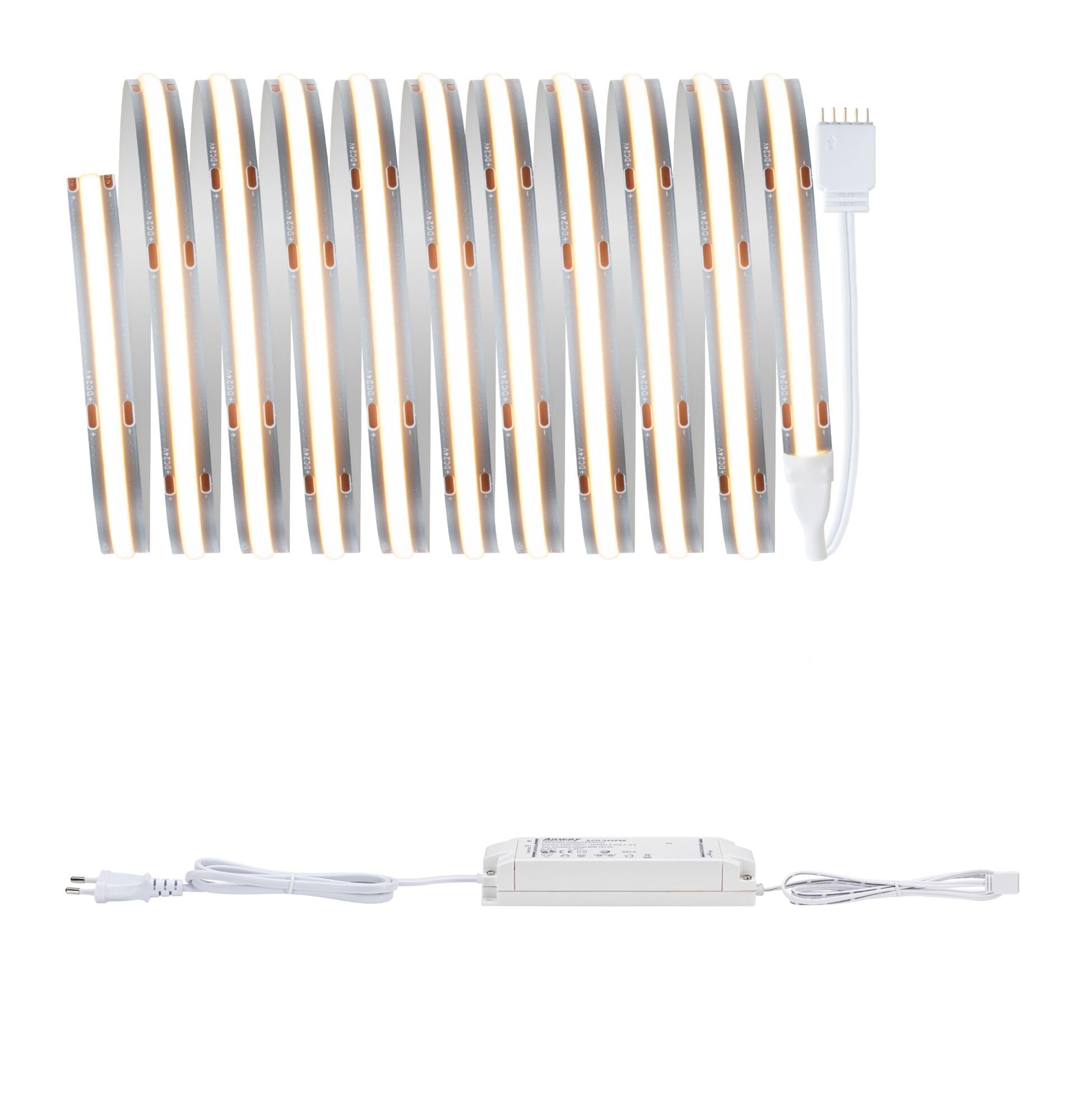 Paulmann 71049 MaxLED 1000 LED Strip Full-Line COB Komplettset 3m 36W 3240lm 528LEDs/m 2700K 50VA dimmbar Silber Kunststoff