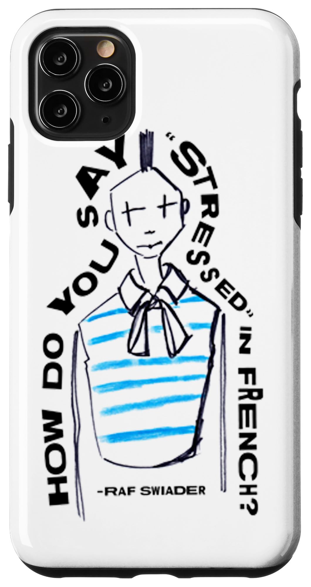 Amazon Brand – Making the Cut iPhone 11 Pro Max "How do you say 'stressed' in French" Design Case, White