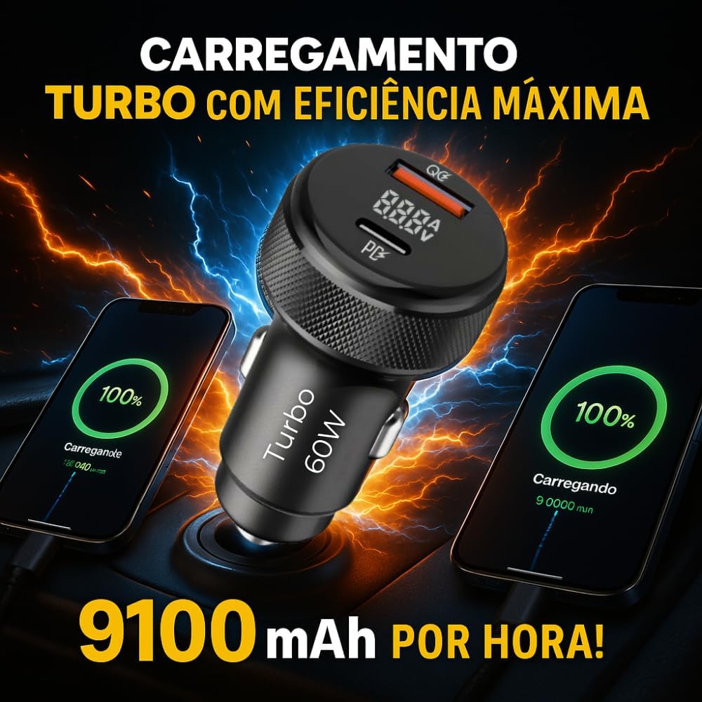 Carregador Veicular Turbo 60W MTS: Hands-on e Testado 9.1A