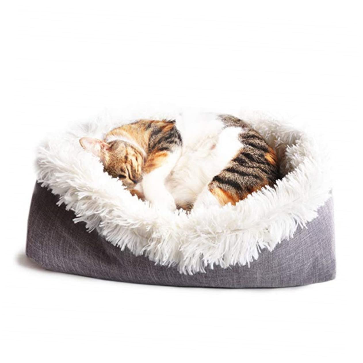 Totority Dual Pet Cushion for Autumn Winter Warm Sleeping Pad for Cats Kittens Plush White Design Supplies for Indoor Cats