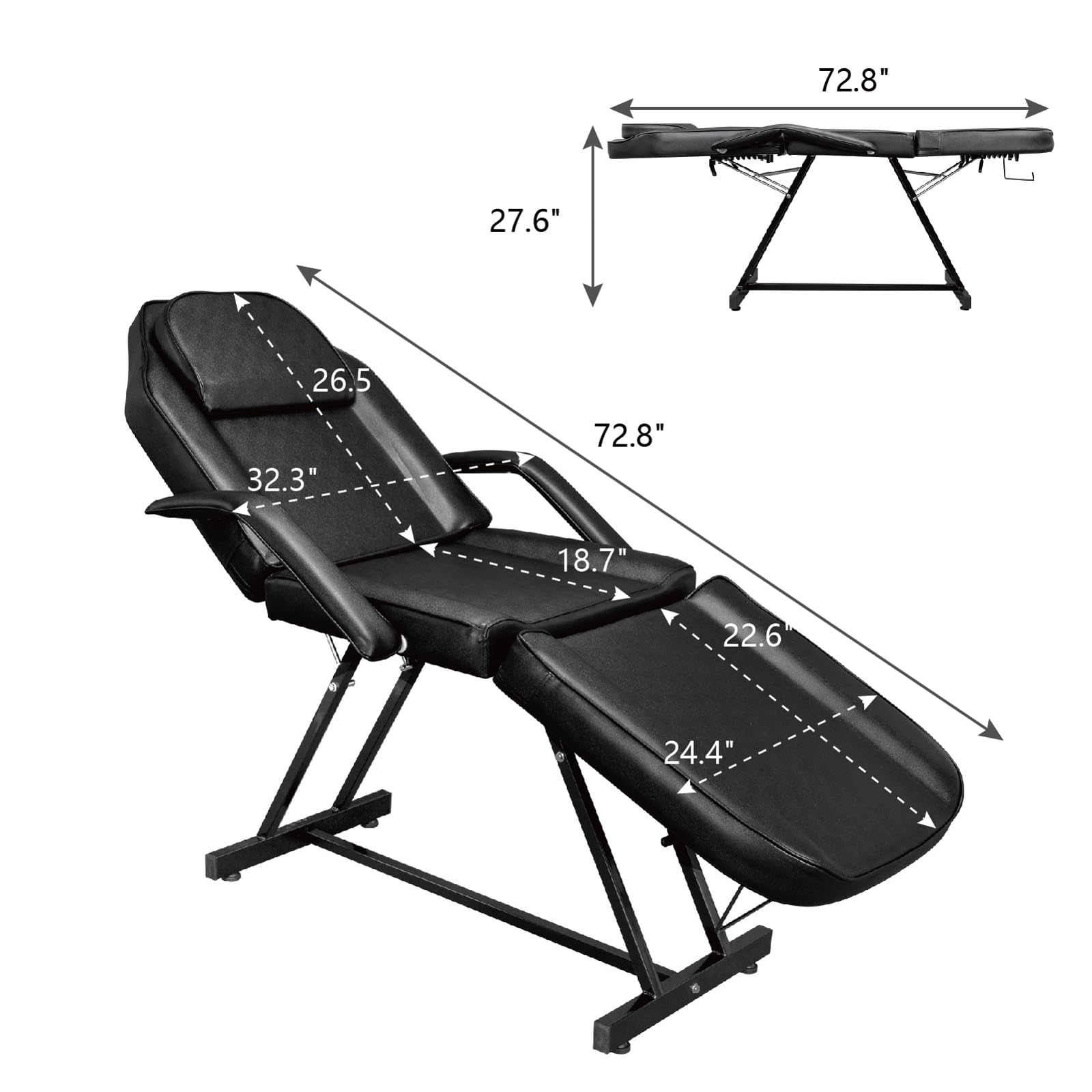 Bonnlo Table de Massage Pliante Professionnelle, lit D'esthéticienne, Table Esthetique Professionnel Faciale Polyvalente pour équipement de Salon de Beauté Spa Coiffeur (Noir, Table)