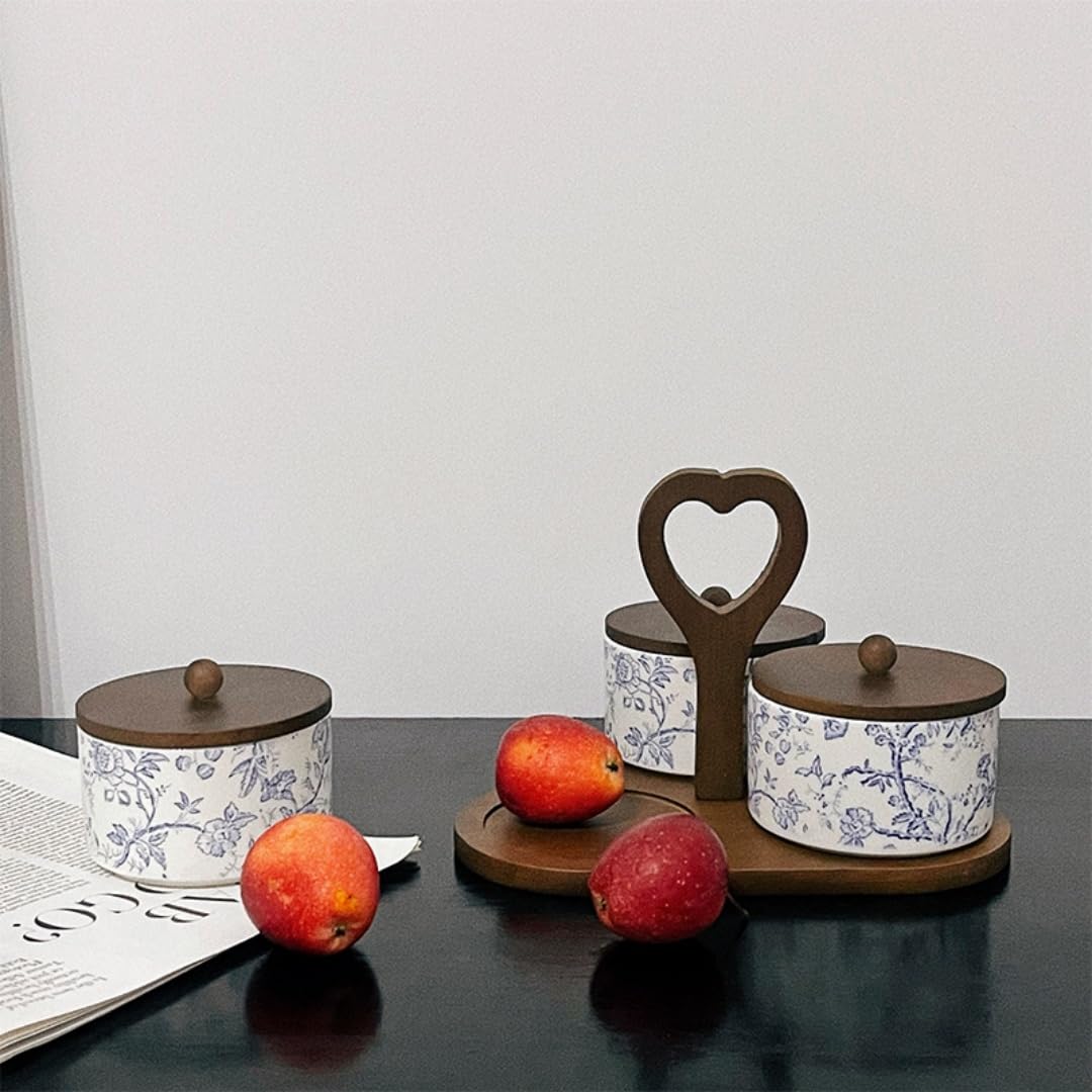 Set Apéritif Céramique Avec Couvercles | Plateau à Compartiments Pour Sauces, Frites, Légumes, Bonbons | Décoration De Table