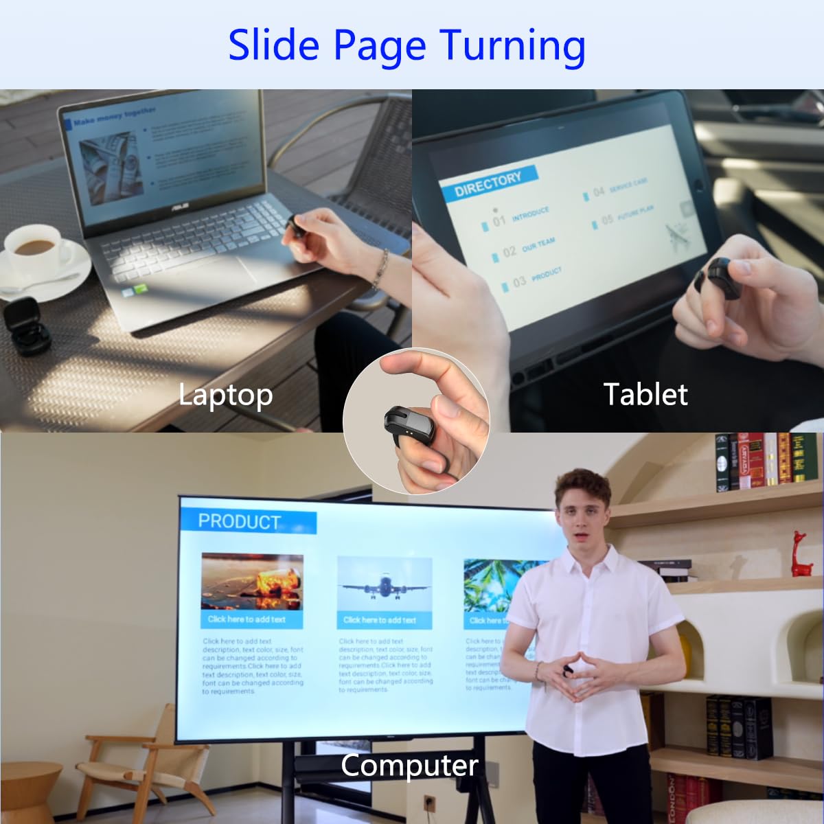 Fernbedienung für TikTok mit Touchpad, Bluetooth Page Turner für iPad/Kindle App/iPhone/Android (Schwarz)