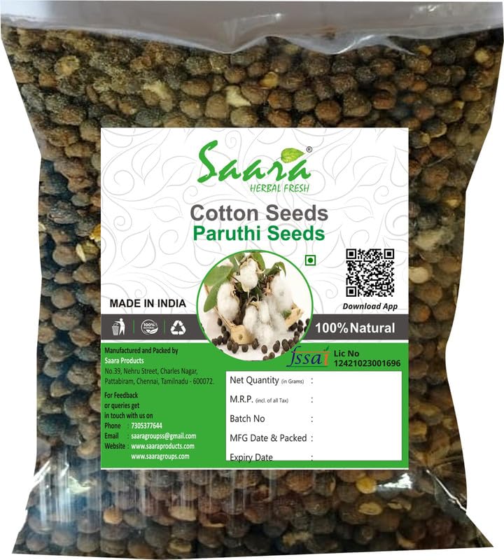 Saara HERBAL FRESH Cotton Seeds, 100g, Paruthi Seeds, Kapus Beej, Patti Seeds, Narma Seeds,(Pack of 1 X 100gm) (B0CWP2J4R5) Amazon Price History, Amazon Price Tracker