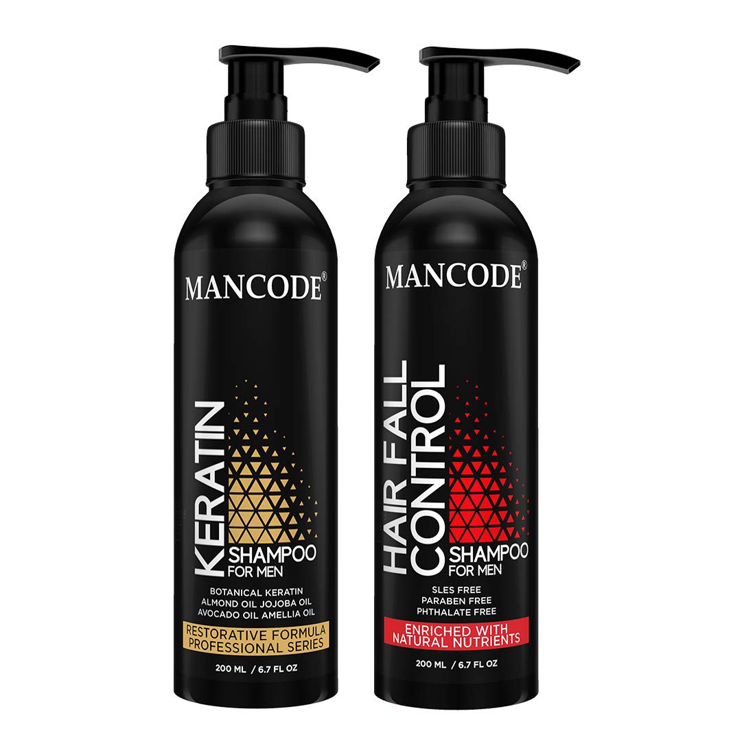 Mancode Keratin Shampoo 200Ml & Hair Fall Control Shampoo 200Ml For Hair Control (Combo Of 2)