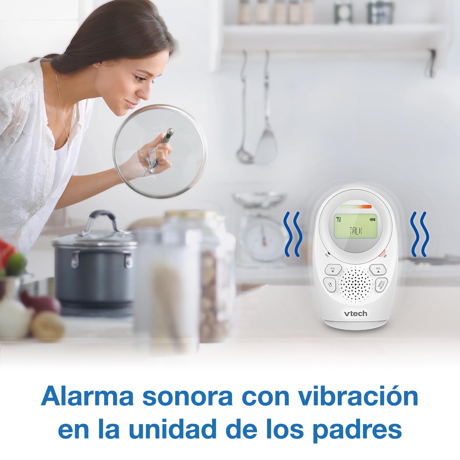 VTech BM1211 Monitor de Audio para Bebé, Transmisión de Sonido Clara y Segura, Largo Alcance, Control de Volumen de 5 Niveles, Luz Nocturna, Función de Hablar con el Bebé, Pinza para Cinturón