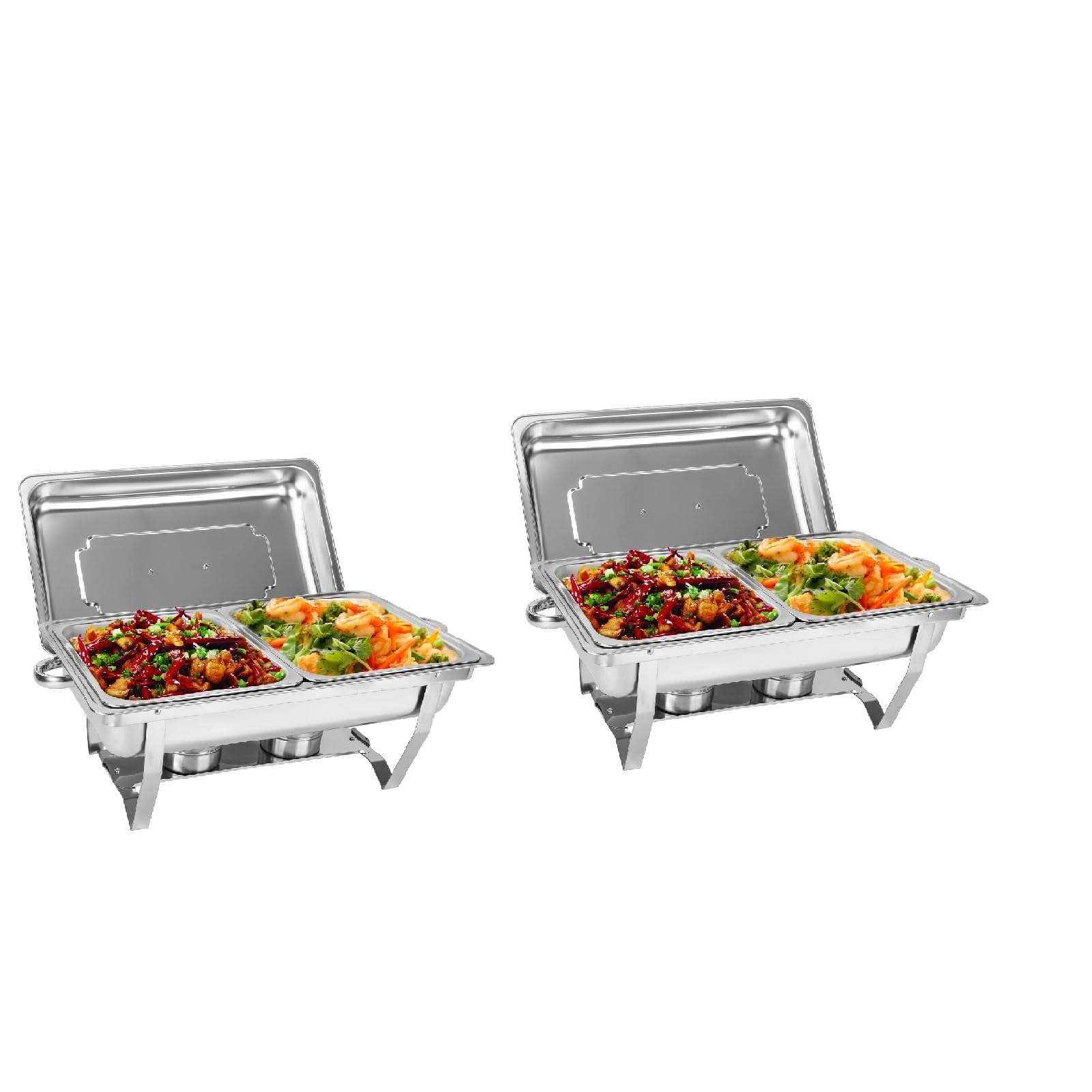 Youyijia 2PC 9L Edelstahl Warmhaltebehälter Buffetwärmer Warmhaltebehälter Speisenwärmer mit Faltbaren Beinen Wärmebehälter für Catering Buffet und Party