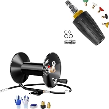 MEKOH Pressure Washer 100ft Hose Reel & 4000PSI Turbo Nozzle