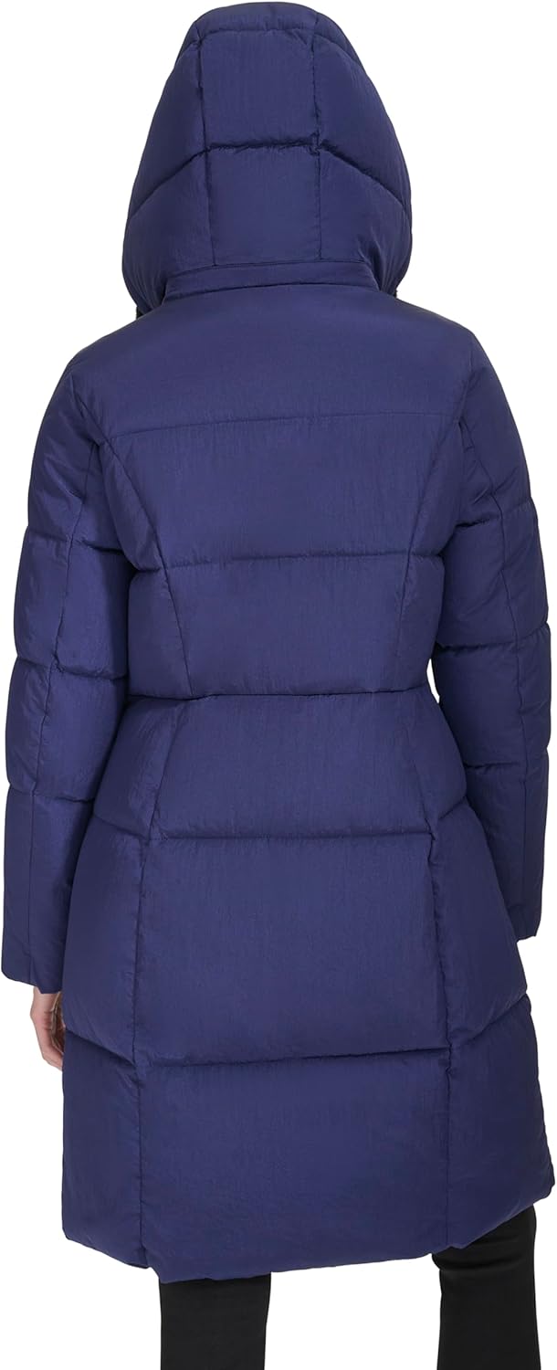 Cole Haan Women's Shimmer Nylon Faux Rabbit Lined Collar Quilted Jacket - Image 4