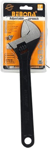 Shifting Spanner black 12" | Industrial Grade, CrV Construction, Non-Slip Handle, Metric Scale, Hanging Storage Hole