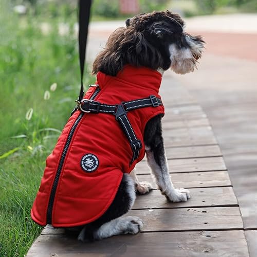 Miniatura 3 de Norbi Chaqueta cálida para mascotas, chaleco para perro pequeño, arnés con correa para cachorro, traje de invierno 2 en 1, abrigo para clima frío