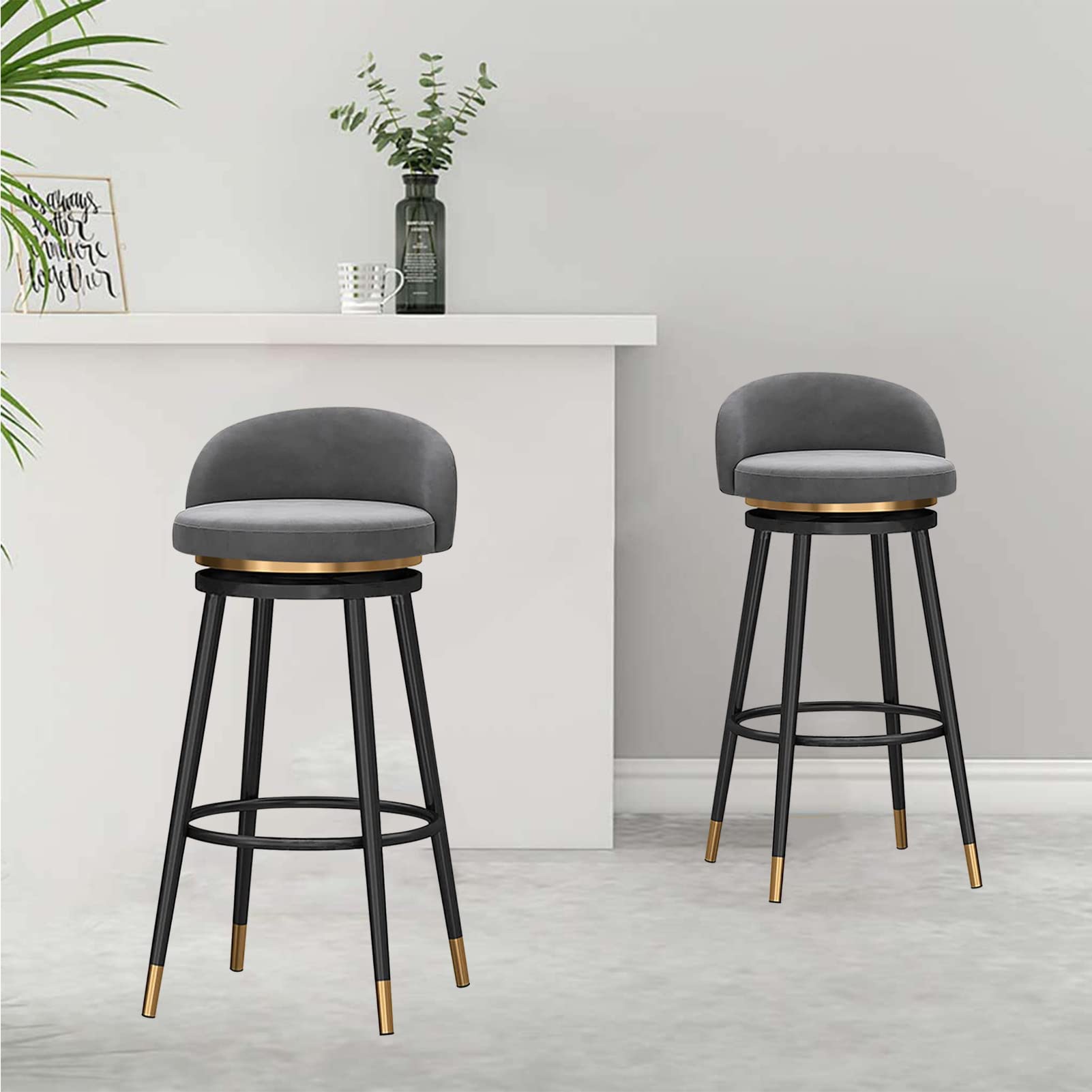 Tabourets de bar lot de 2 confortables chaises de cuisine hautes pour le dos