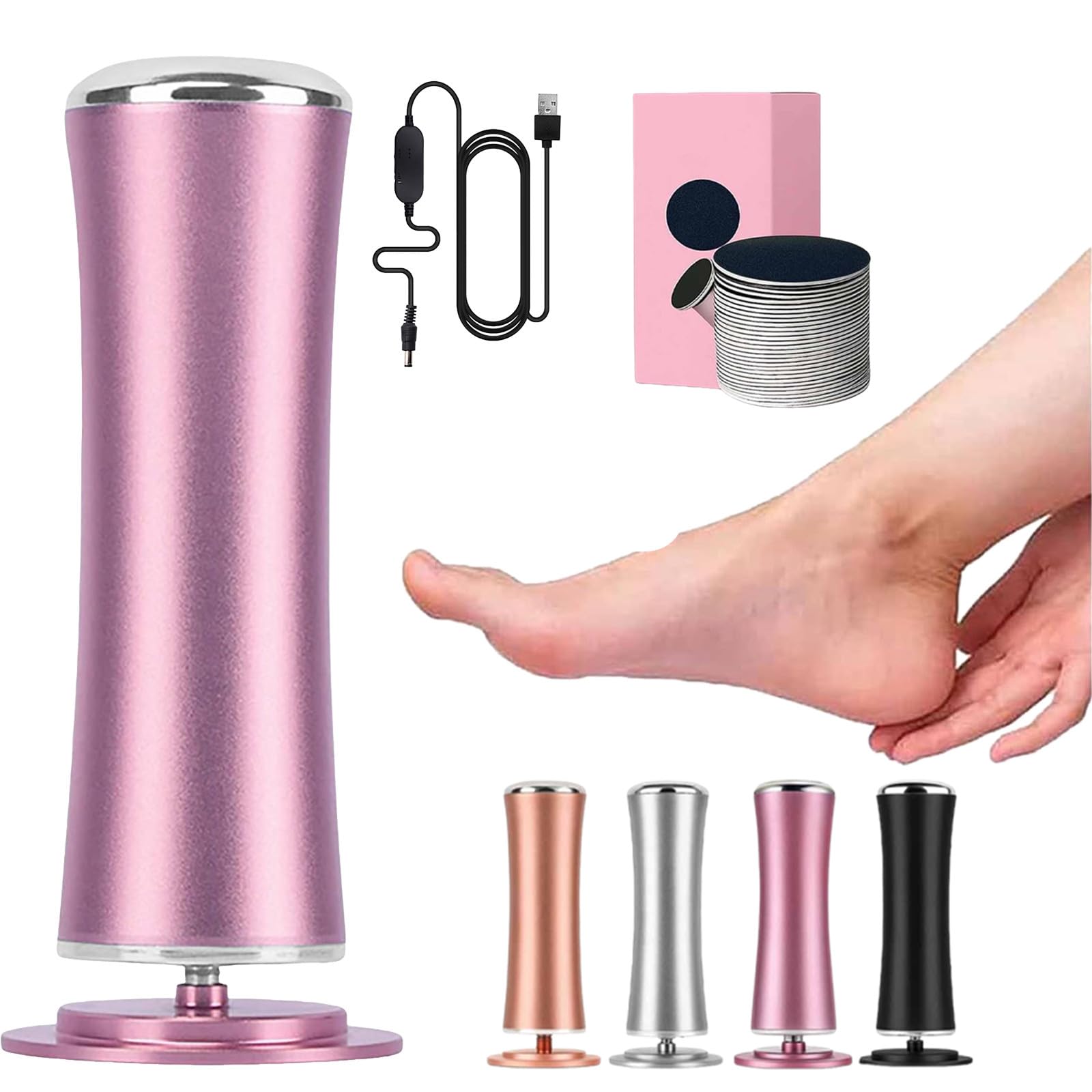 𝗠𝗶𝗲𝗹𝗹𝗲 Glow Pied, Honey Glow Pied, Rape Pieds Électrique Avec 60 Tampons Glide, Ponceuse Pied pour Callosités Peaux Mortes Pieds Gercés, Vitesses Réglables, pour Femmes Hommes Pédicures (Rose)