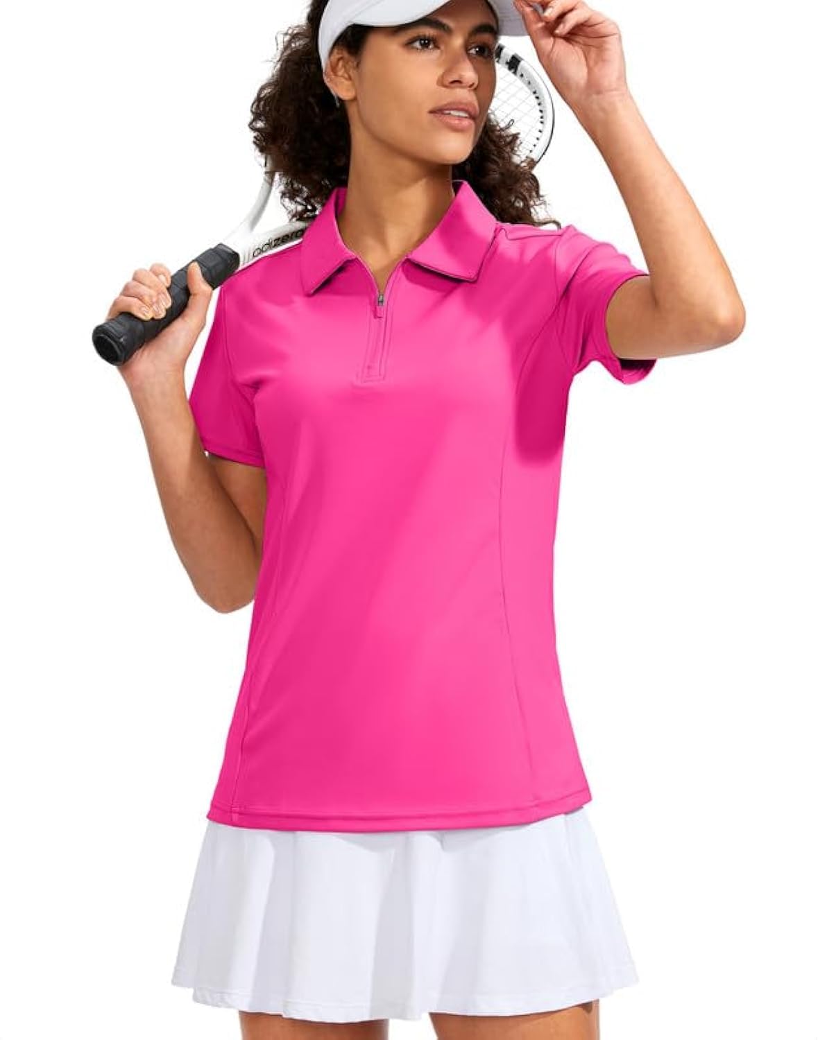 Viodia Women's Golf Shirt Short Sleeve with Zip Up Quick Dry Stretch Tennis Collared Polo Shirts for Women Golf Clothes