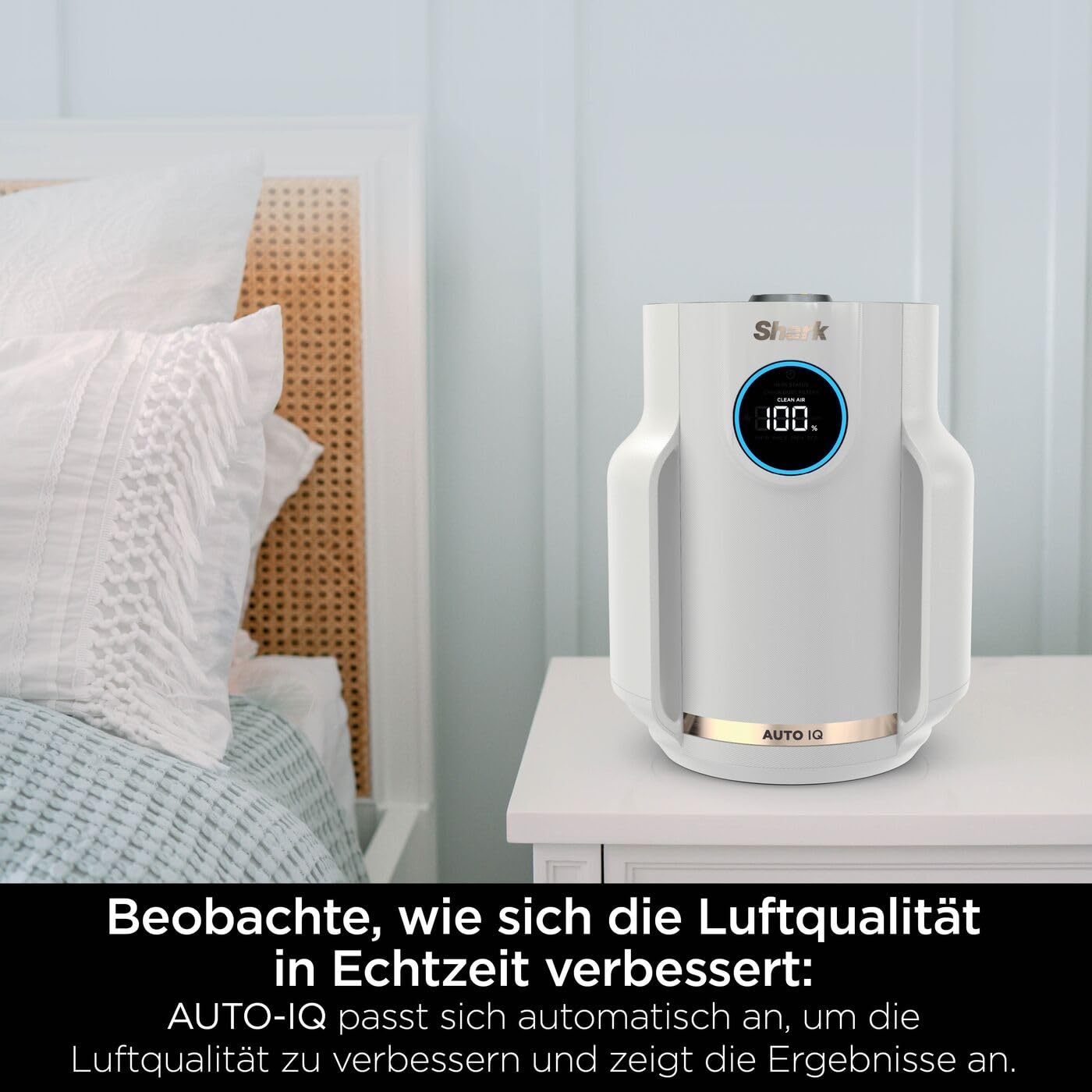 Shark NeverChange Luftreiniger für Allergiker, 23 m² Raumabdeckung, bis zu 5 Jahre, kompakter Luftfilter, HEPA-Filter, fängt 99,97% der Allergene wie Staub ein, leise, LED-Display, Dove HP072EU