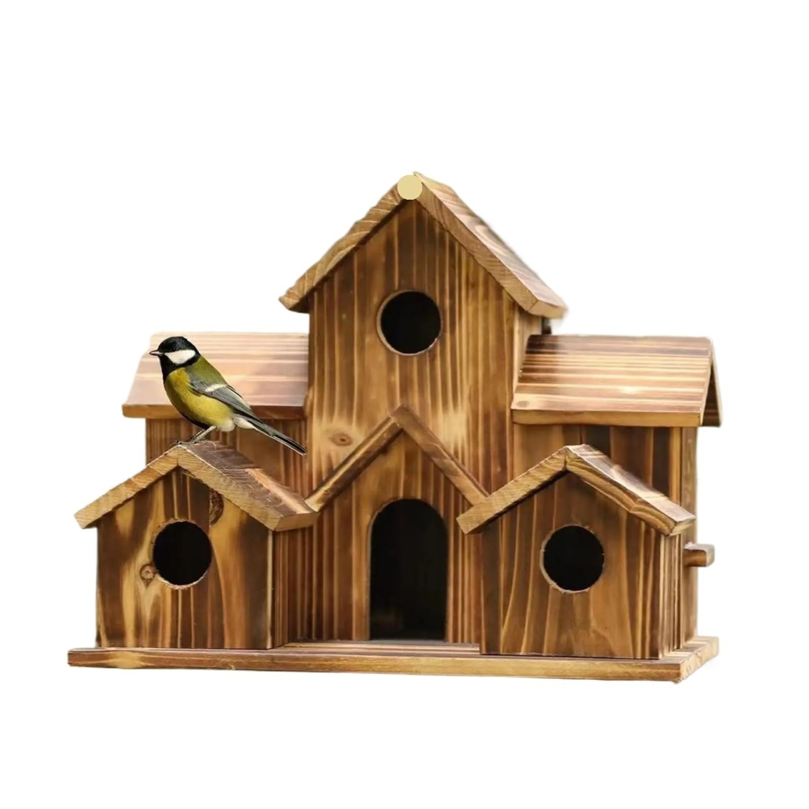 Casita pajaros Exterior Pajarera de Madera rústica Decorativa al Aire Libre con múltiples Agujeros, cabaña for Mascotas, Caja Nido for familias de pájaros