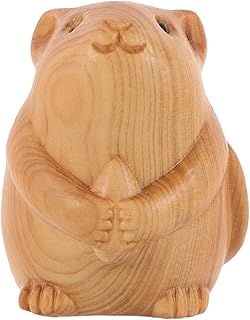 ledmomo 木彫りハムスター置物 手作り動物彫刻 可愛いミニ模型 コンパクト 木質素材 インテリア飾り 家 車用デコレーション