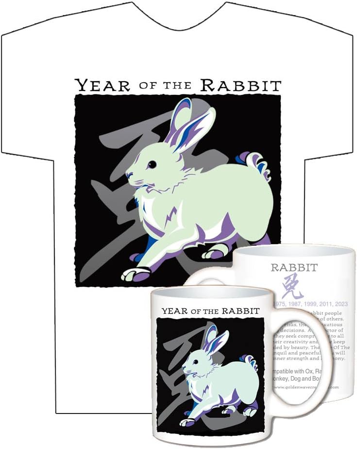 Asian Oriental Chinese Zodiac T-Shirt & Coffee Tea Mug Year of the Rabbit Apparel