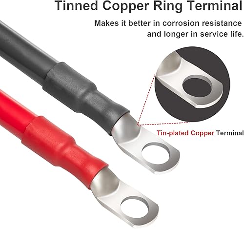 Miniatura 4 de MILAPEAK Cables de batería de 4 AWG, juego de cables inversores de batería marina de calibre 4 de 5 pies con terminales de 38 pulgadas (positivos y