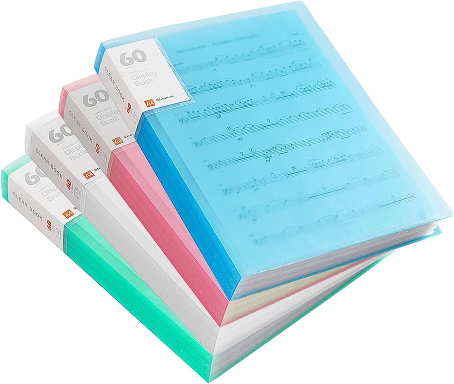 4 Pcs 60 Pockets Presentation Book with Clear Sheet Protectors, 4