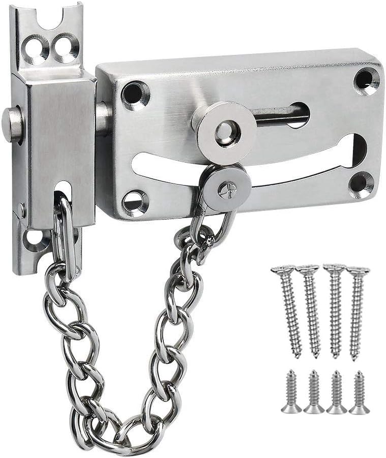 Door Lock Gate Bolt Door Chains Stainless Steel Latches Safety Door Lock with Anti Theft Chain