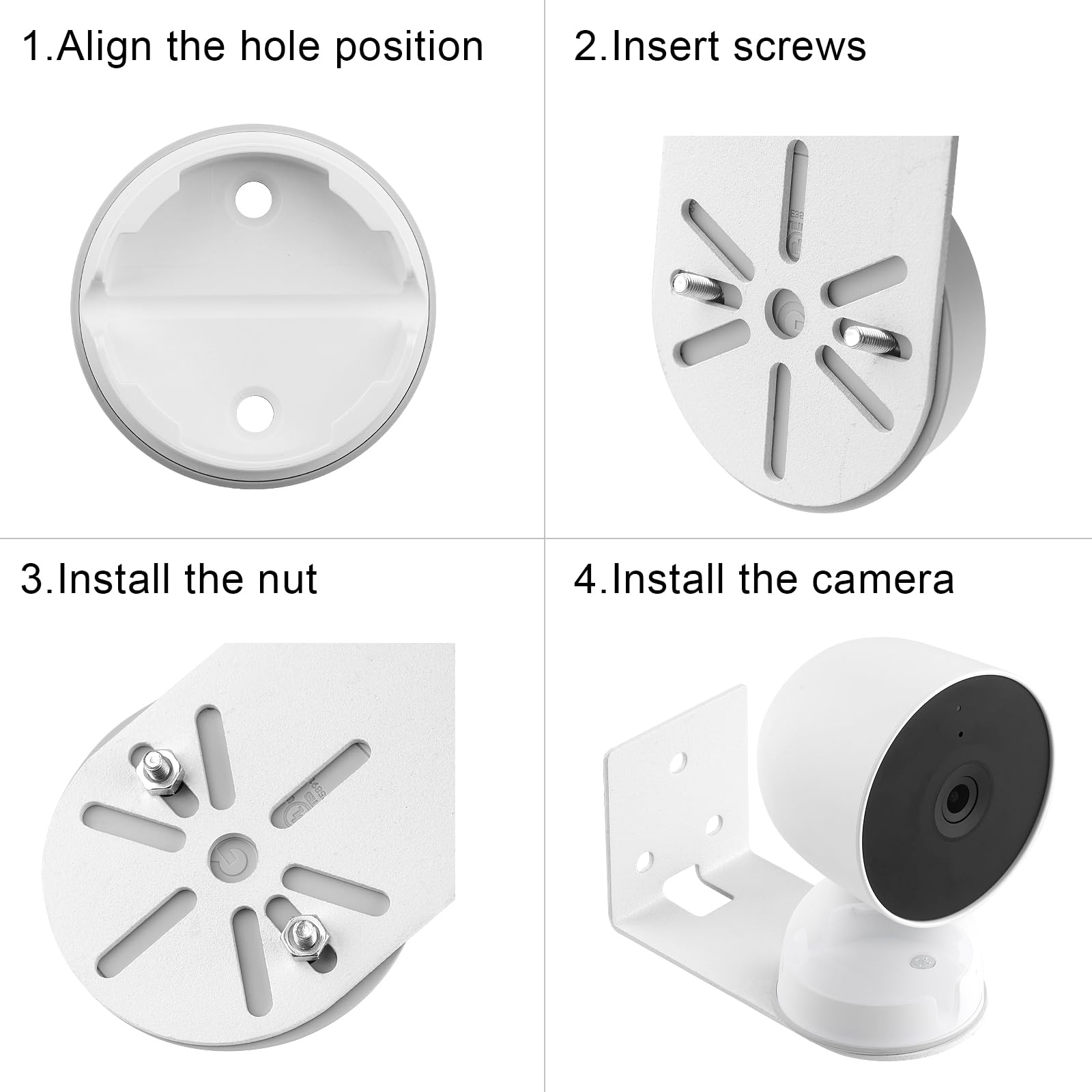 UYODM 2Pack Adhesive Metal Wall Mount for Google Nest Indoor 2nd Generation Security Cam Wired, No Drilling VHB Stick On or Screw Install, Two Ways Install Camera Mounting Bracket Get The Best View