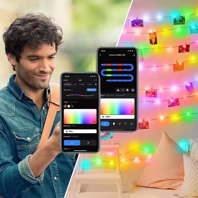 Image of RGB Smart IC Fairy Lights - 10M Multicolor String Lights with APP & Remote Control, USB Powered Waterproof | Diwali, Christmas, Wedding, Party & Home Decoration | Popo Toys PT-147