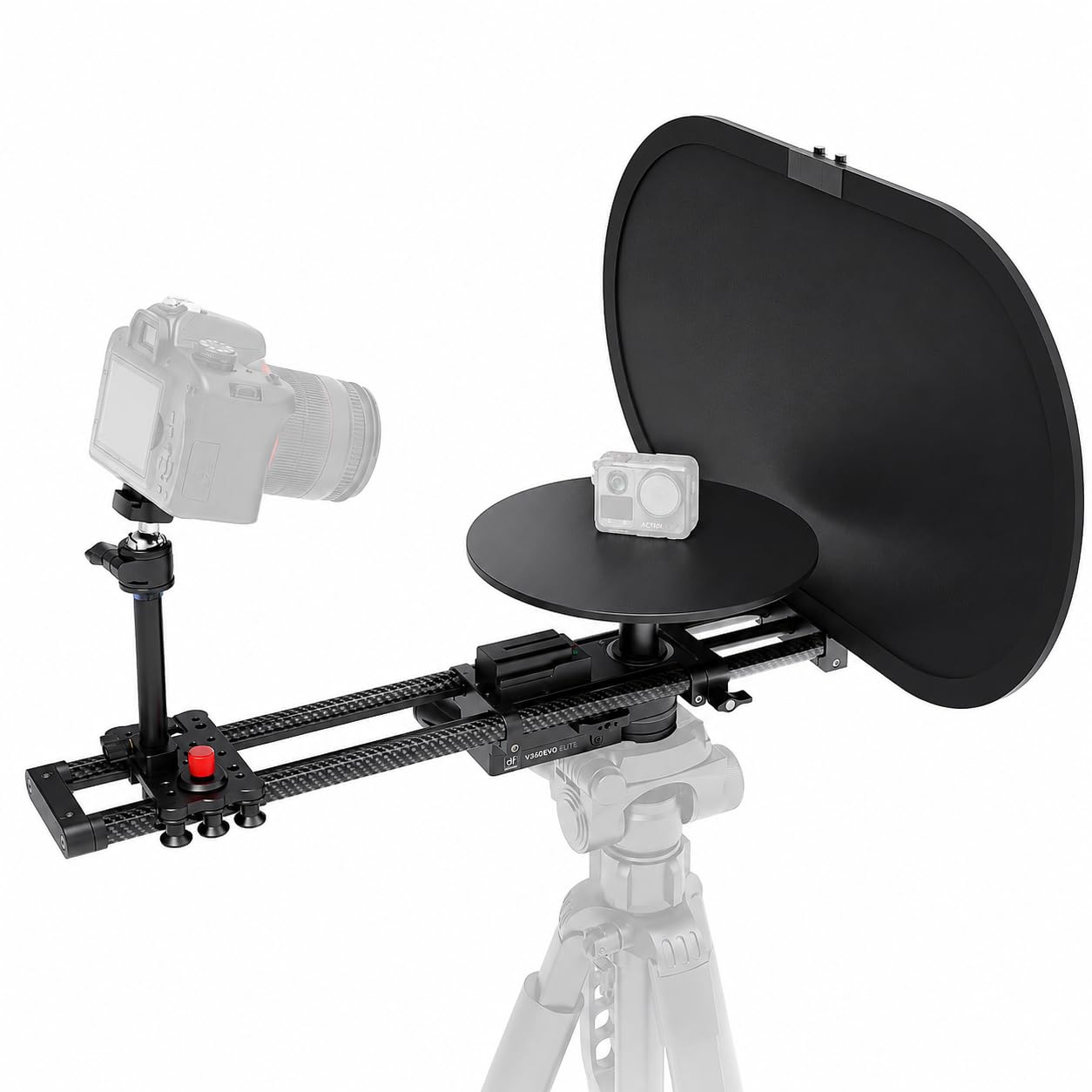 DF DIGITALFOTO V360EVO-ELITE a Doppio Asse Foto Booth 360 | A Doppio Asse Controllato da App Piattaforma Motorizzata per Fotografia di Prodotto, Video, Timelapse e Stop Motion