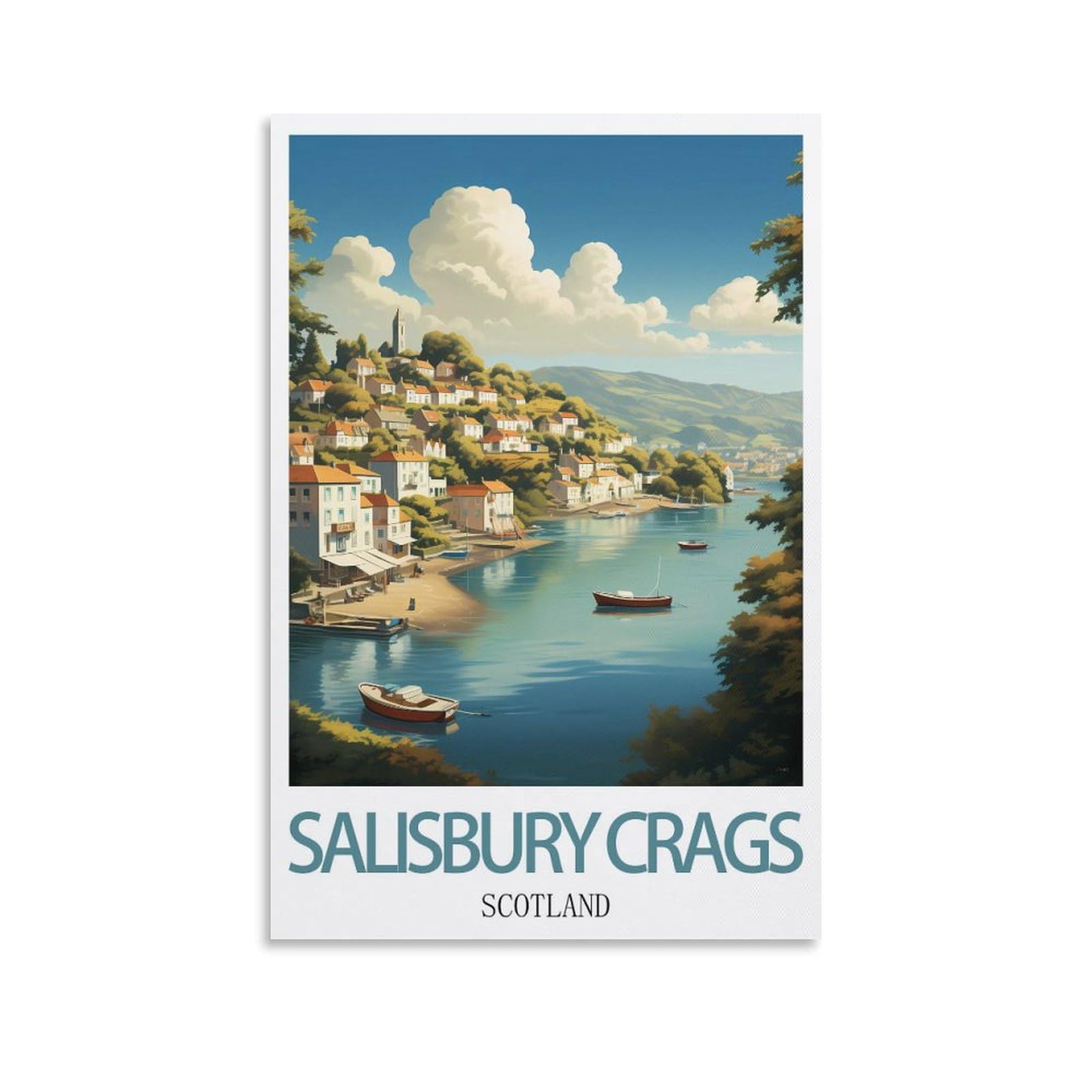 Vintage Metal Tin Signs Salisbury Crags Scotlands Art Retro Plaque for Bars Pub Playroom Man Cave Wall Decor 30x30cm