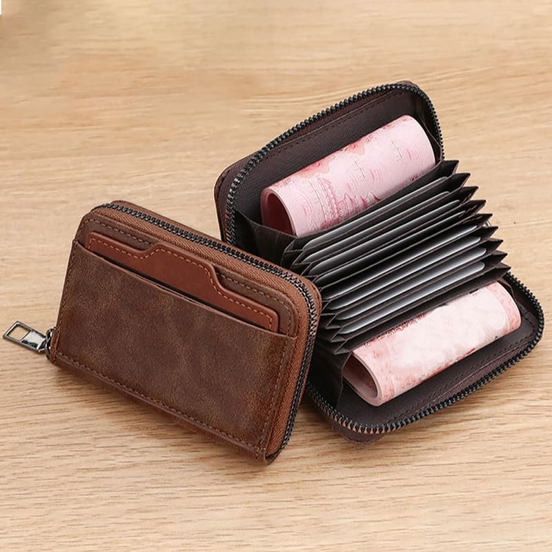 Men's Blocking Genuine Credit Card Case Holder Security Travel Wallet(Duck Brown)4