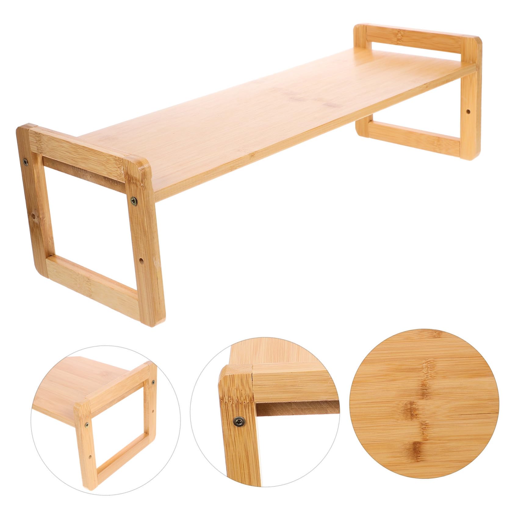 Supporto Monitor da Scrivania in Bamboo Ergonomico Rialzo Compatto per Computer con Elevata capacità di Carico Regala Benessere e Migliora l’Assetto per Ufficio e Casa